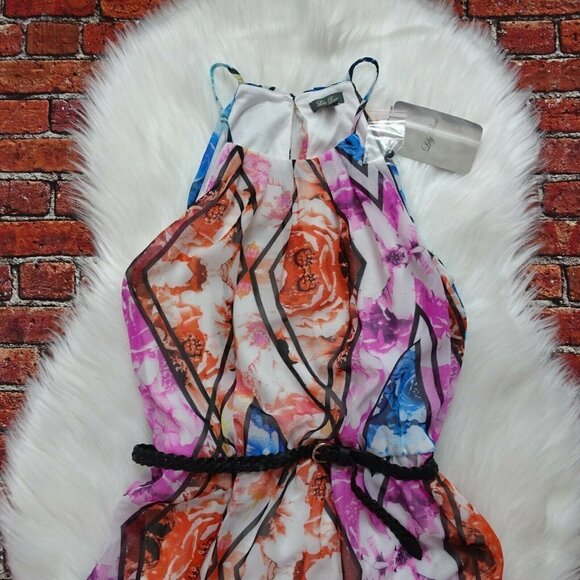 NWT LILY ROSE Dress Maxi Halter Long Floral Belted S - Picture 8 of 12
